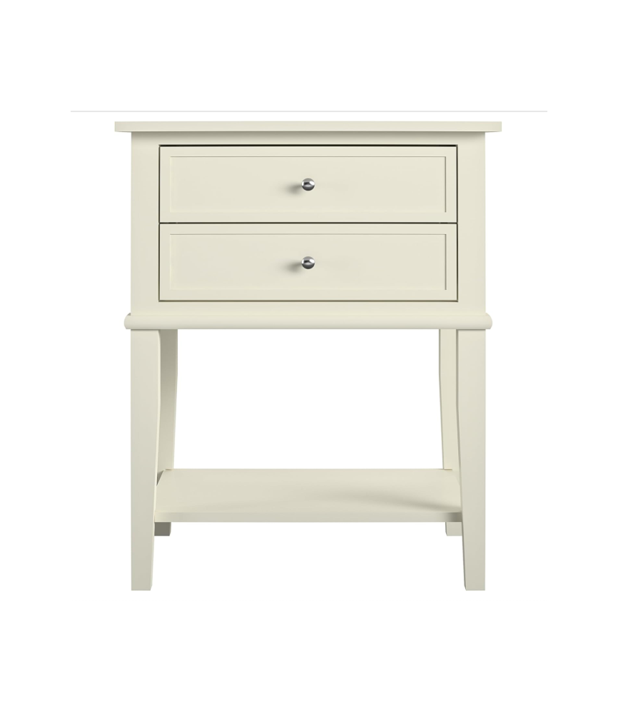 Home Franklin Accent Table with 2 Drawers, Soft White