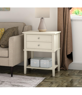 Home Franklin Accent Table with 2 Drawers, Soft White
