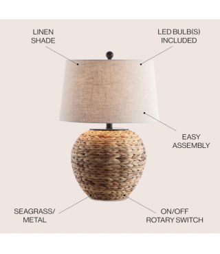 24.5" Banana Leaf Basket LED Table Lamp Coastal Cottage Industrial